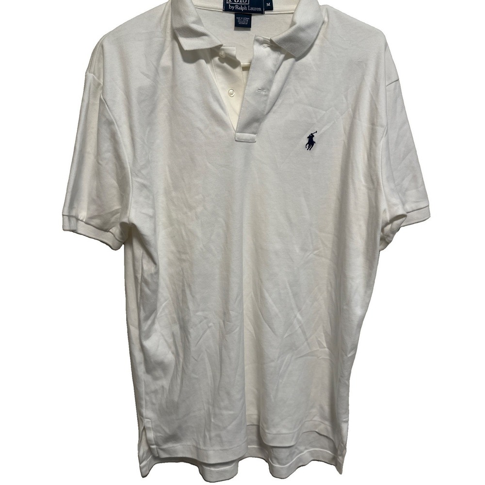 Polo Ralph Lauren Men's White Tshirt Polo Sz Medium  Tall 100% Cotton